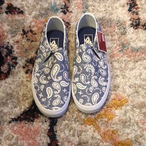 Blue paisley Vans. Never worn.
